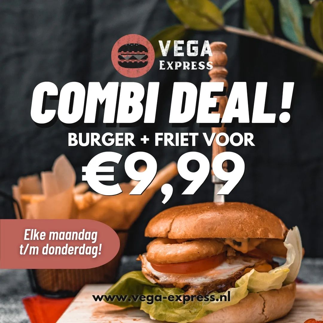 Elke MAANDAG T/M DONDERDAG korting op je bestelling!

Bij de Combi Deal! krijg je elke maandag tot en met donderdag een Franse friet + burger voor €9,99! Scoor je burger en friet nu via www.vega-express.nl 

📸 @anne_den_haan

#leiden #leidenveggie #leidenvegan #deal #combideal #veggieburger #veggieburgers #veggiefood #veganfood #fries #plantbased #veganism #food